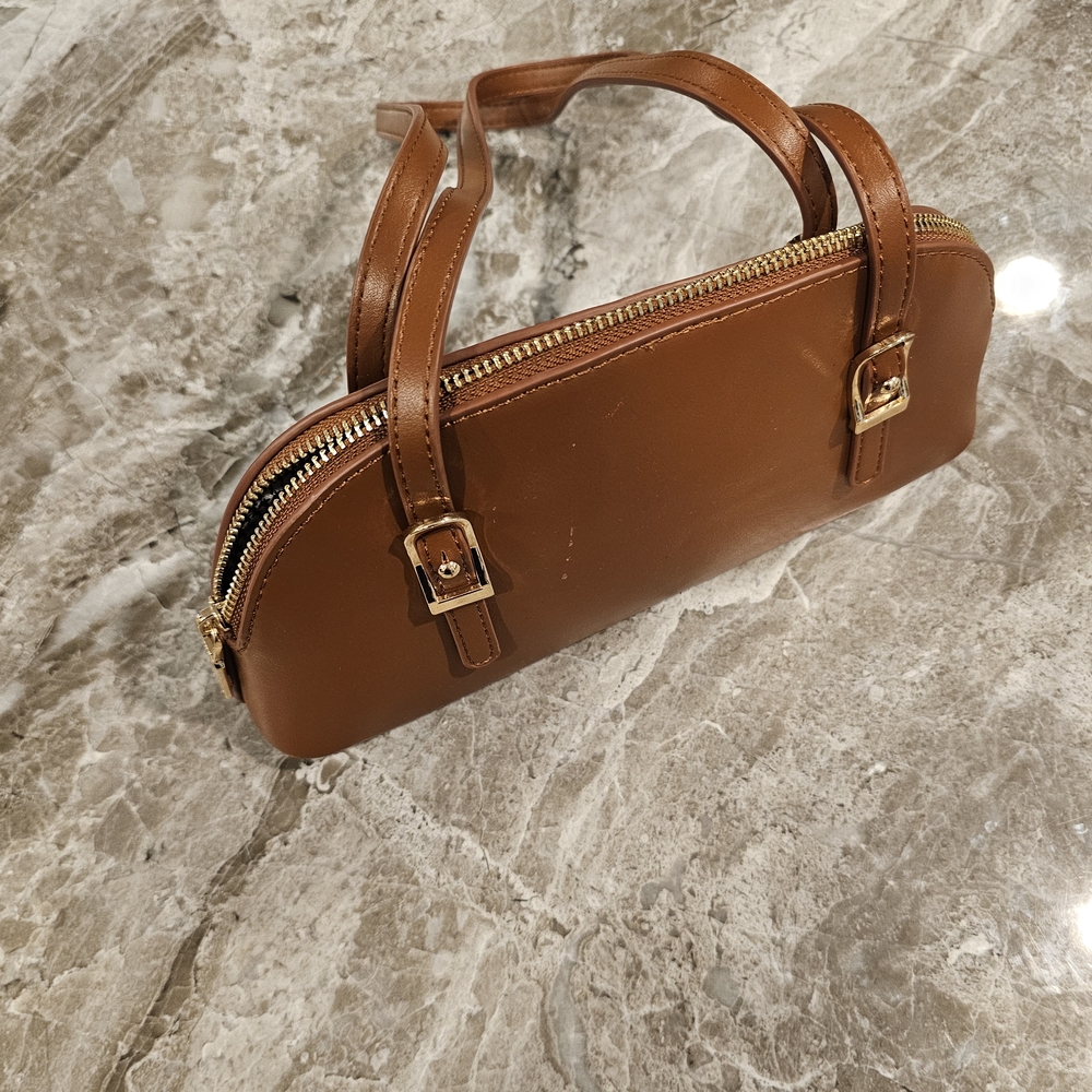 Madison West Tan and Gold Handbag